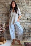 Pia Pillow Cotton Embroidered Tile Classic Shirt Stone